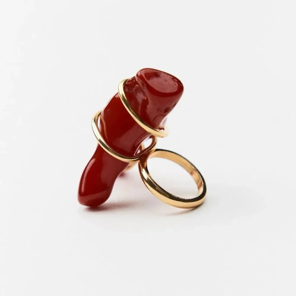 ZARA RED CORAL FINGER RING - Picture 7 of 14